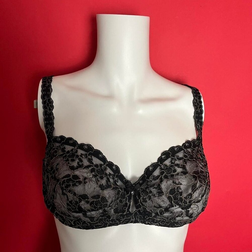 Vintage black sheer bra with bow 🤎🖤​​​​​​​​​